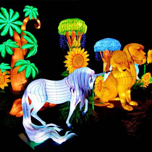 Lanterne decorative moderne da giardino in seta con fantastici disegni